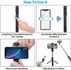 Selfie Stick Tripod with Wireless Remote – Adjustable Phone Stand for iPhone & Android