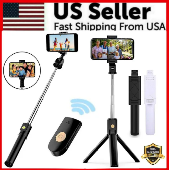 Selfie Stick Tripod with Wireless Remote – Adjustable Phone Stand for iPhone & Android