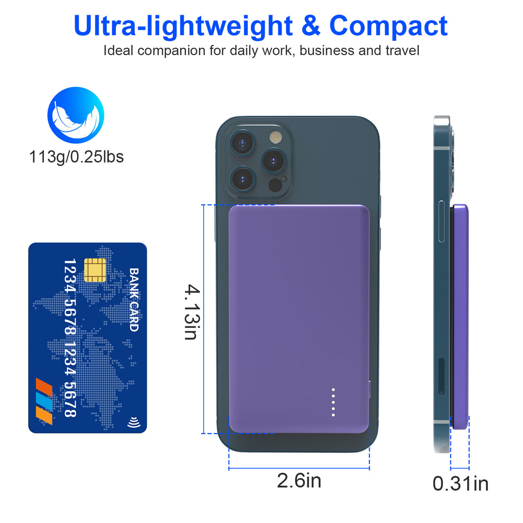 5000mAh Magnetic Wireless Power Bank – 20W Fast Charging, Slim Portable Charger