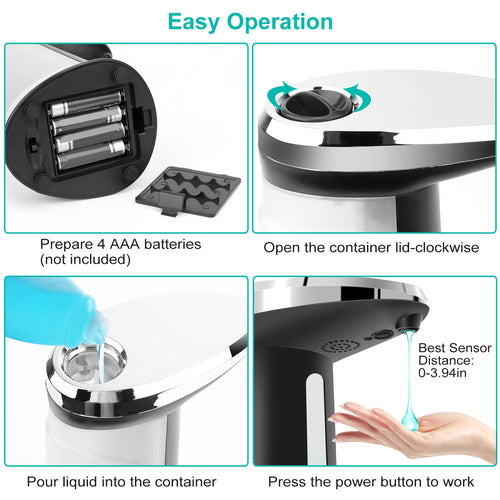 Automatic Touchless Soap Dispenser – 400ml Sensor Liquid Soap Pump with Adjustable Dispense