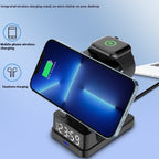 MagStation Pro – 3-in-1 Magnetic 15W Wireless Charging Station with Clock