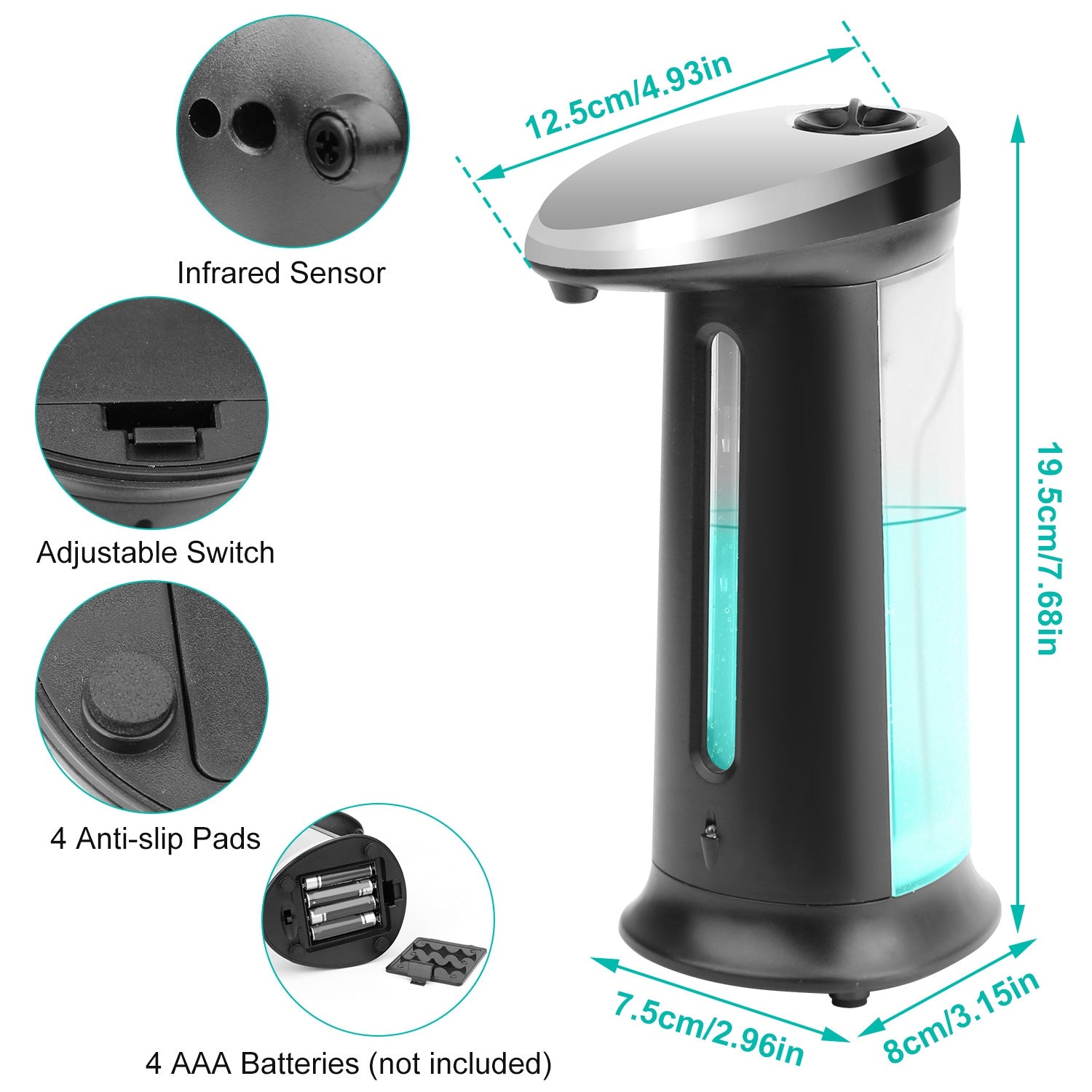 Automatic Touchless Soap Dispenser – 400ml Sensor Liquid Soap Pump with Adjustable Dispense
