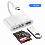 USB C 3 In 1 Hub Converter Type-C Adapter SD Card Reader For MacBook Pro Laptop